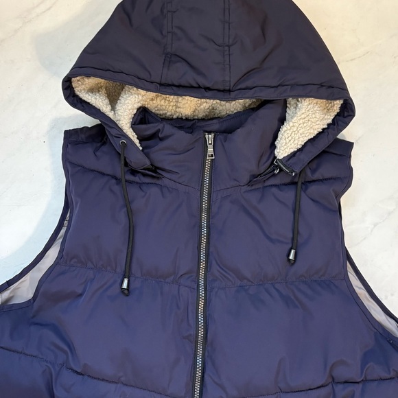 Nuage Size Large Navy Blue Hooded Parka Puffer Vest Outdoor Travel Hiking - Picture 4 of 7